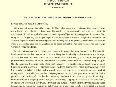 List Pasterski Arcybiskupa Andrzeja Przybylskiego